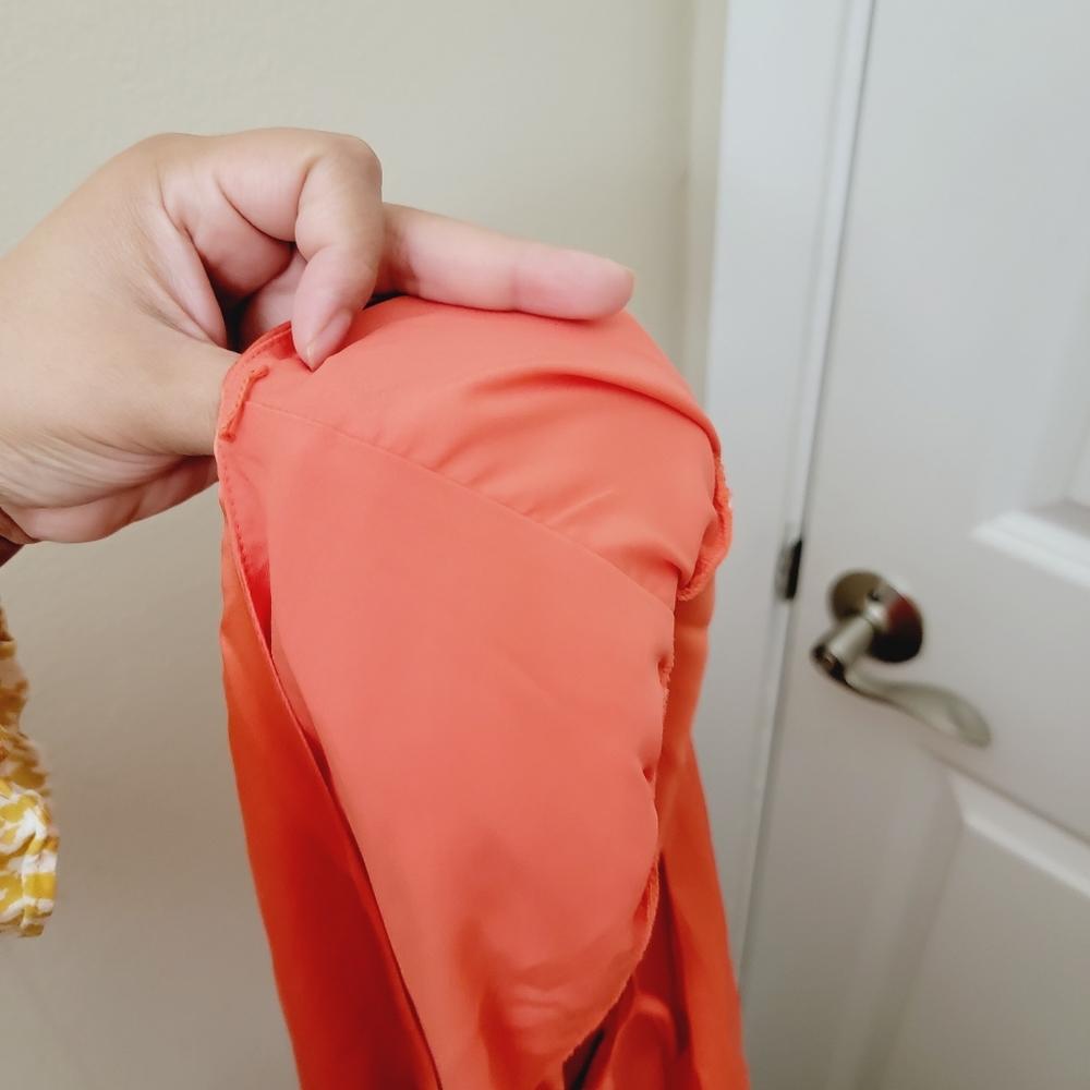 Cinq à Sept Stace one shoulder padded silk blouse in Neon Coral - Picture 7 of 10